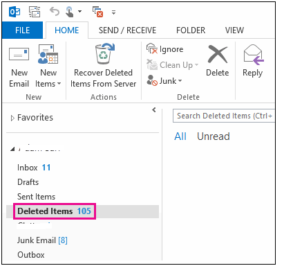 Recover Deleted Emails in Outlook 2016