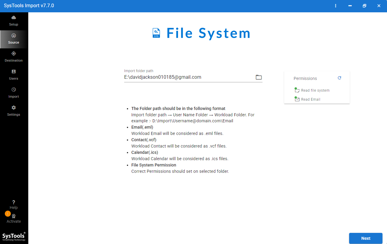 select eml file