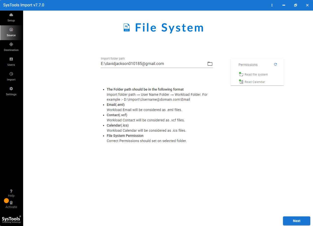 Select ICS file